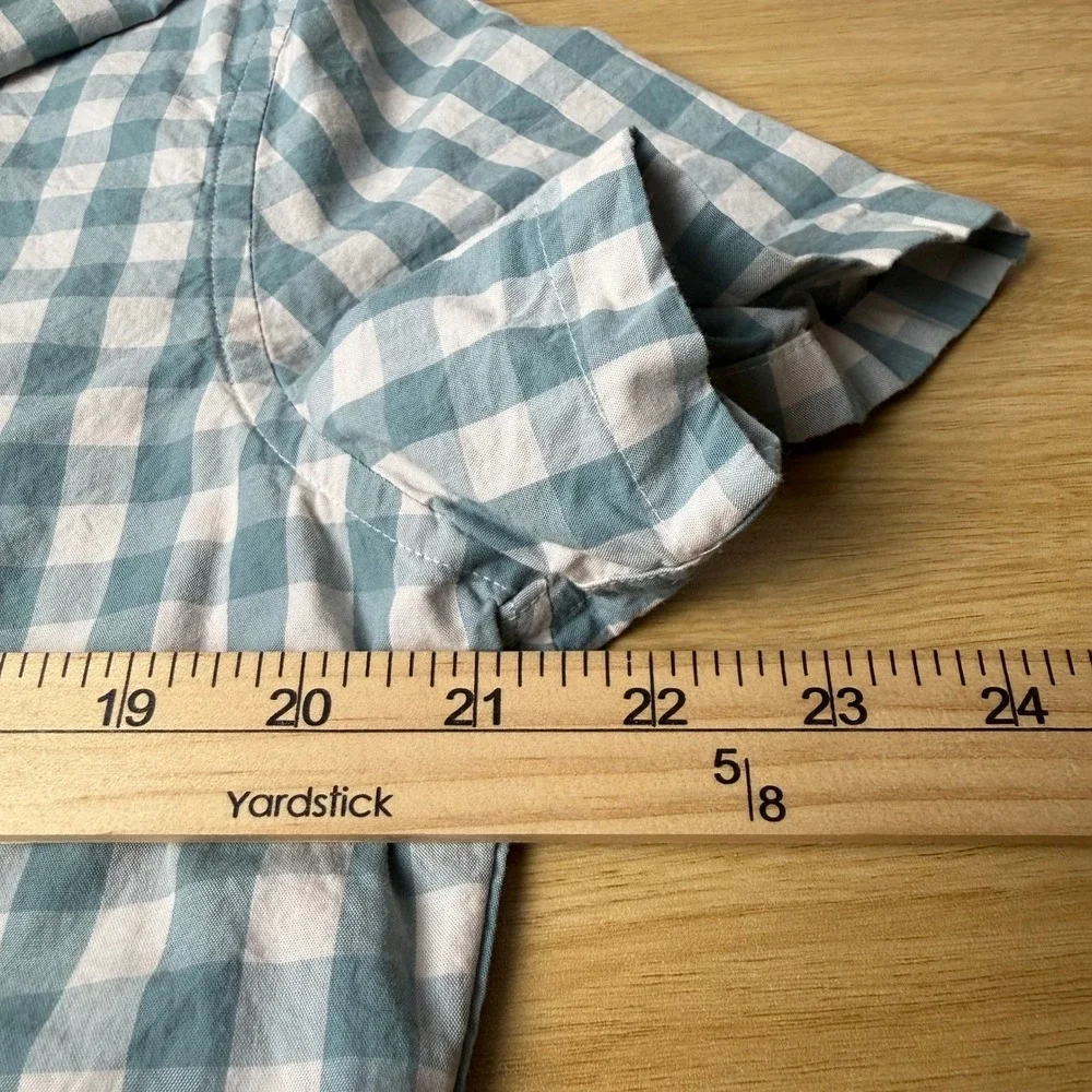 J.Crew Mens Gingham Check Button Down Shirt M Short Sleeve Preppy Summer Classic